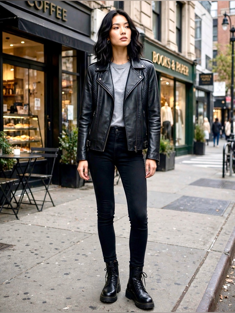 Cleo Black Faux Leather Moto Jacket Size Medium Like New